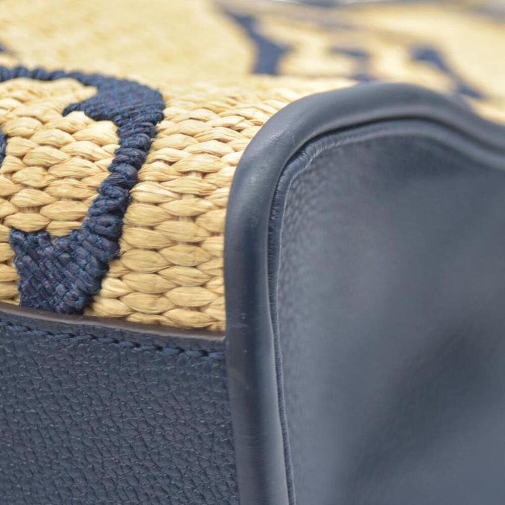 Louis Vuitton Raffia Calfskin Monogram Giant Onthego MM Blue - Picture 13 of 15